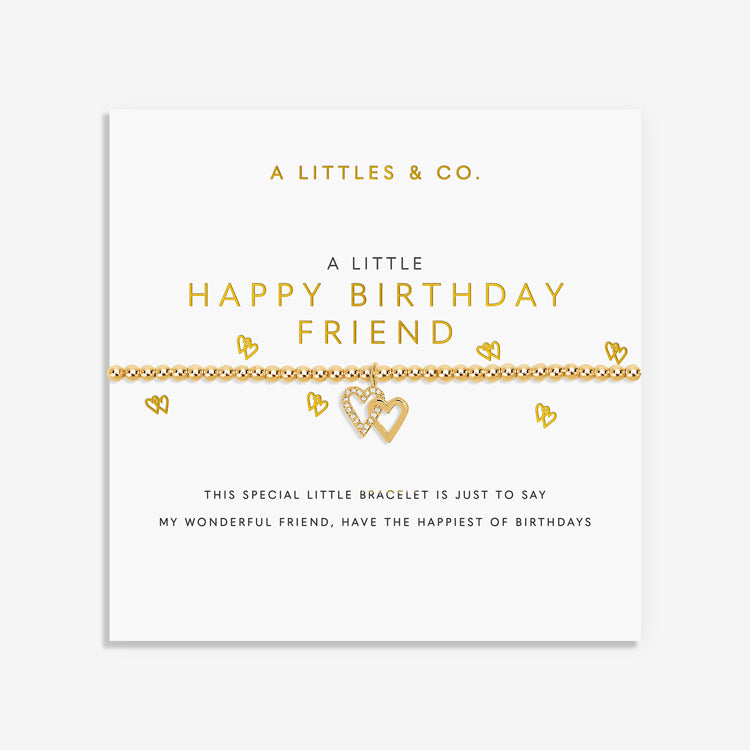 A LITTLE | HAPPY BIRTHDAY FRIEND | Gold-Tone Plated | Bracelet | 6 7/8" stretch