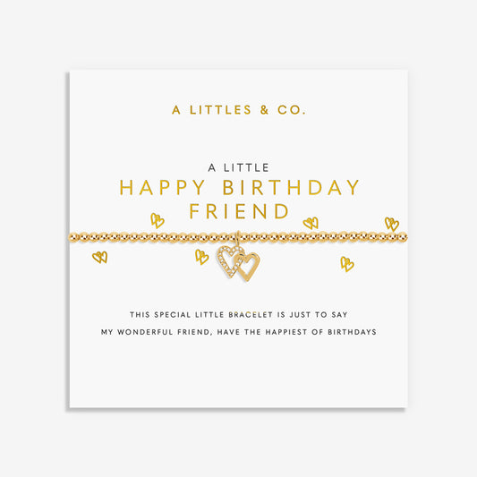 A LITTLE | HAPPY BIRTHDAY FRIEND | Gold-Tone Plated | Bracelet | 6 7/8" stretch