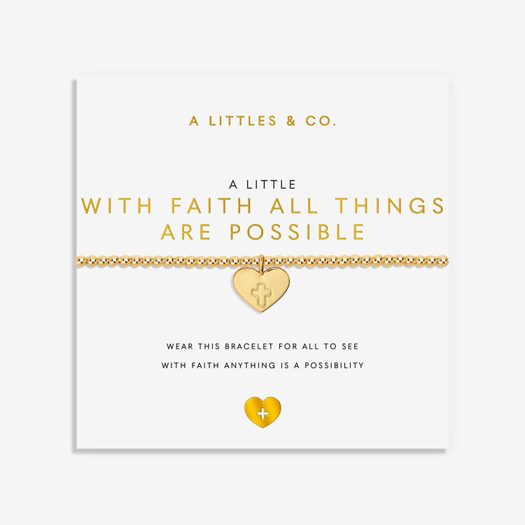 A LITTLE | WITH FAITH ALL THINGS ARE POSSIBLE | Gold-Tone Plated | Bracelet | 6 7/8" stretch