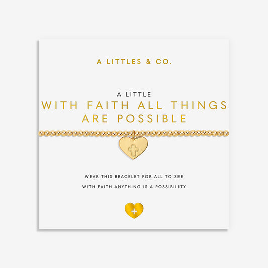 A LITTLE | WITH FAITH ALL THINGS ARE POSSIBLE | Gold-Tone Plated | Bracelet | 6 7/8" stretch