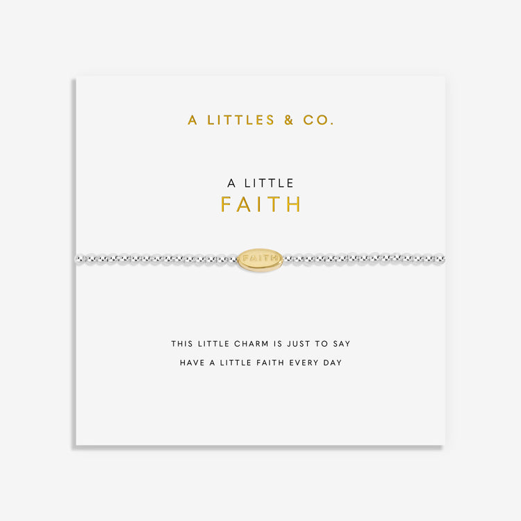 A LITTLE | FAITH | Silver & Gold-Tone Plated | Bracelet | 6 7/8" stretch