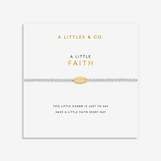 A LITTLE | FAITH | Silver & Gold-Tone Plated | Bracelet | 6 7/8" stretch