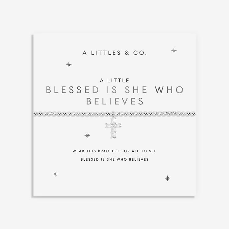 A LITTLE | BLESSED IS SHE WHO BELIEVES | Silver Plated | Bracelet | 6 7/8" stretch