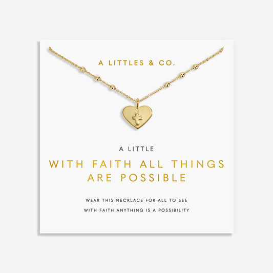 A LITTLE | WITH FAITH ALL THINGS ARE POSSIBLE | Gold-Tone Plated | Necklace | 18 1/8" + 1 15/16" ext