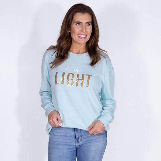 Sky Blue Be The Light Sequin Sweatshirt
