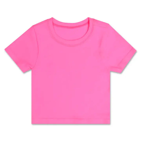 Youth Bright Pink Ribbed Short Sleeve Shirt
