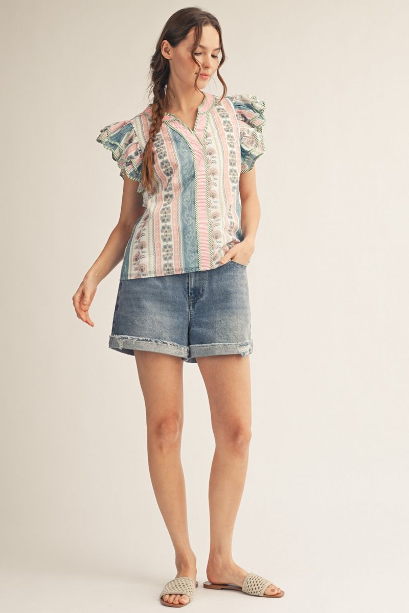 Mauve Meadow Flutter Top