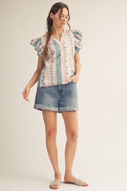 Mauve Meadow Flutter Top