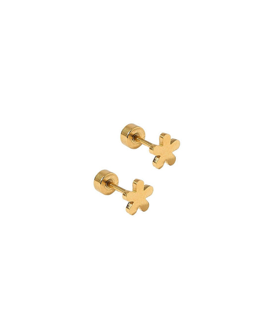 Briar Flower Gold Screwback Stud Earrings