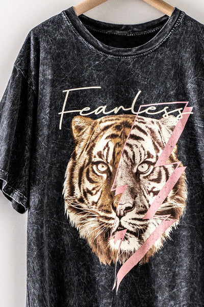 Mineral Black Fearless Tiger Lightning Tee