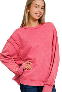Viva Magenta Acid Wash Annie Sweatshirt