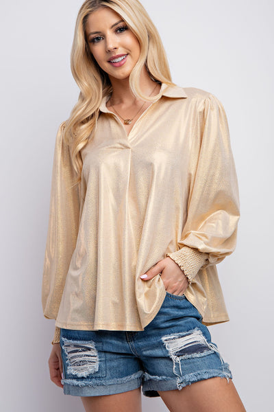Gold Foil Mollie Long Sleeve Top