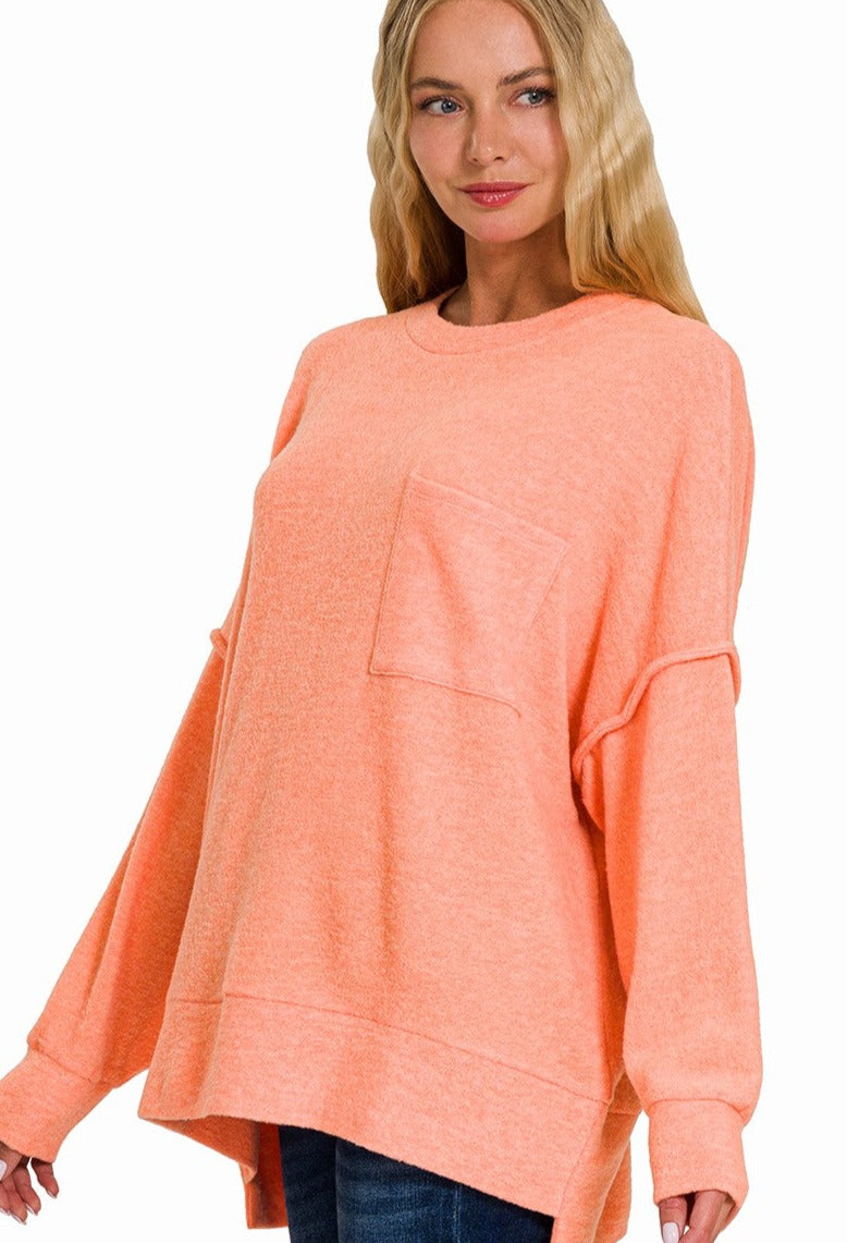 Coral Melissa Pocket Sweater