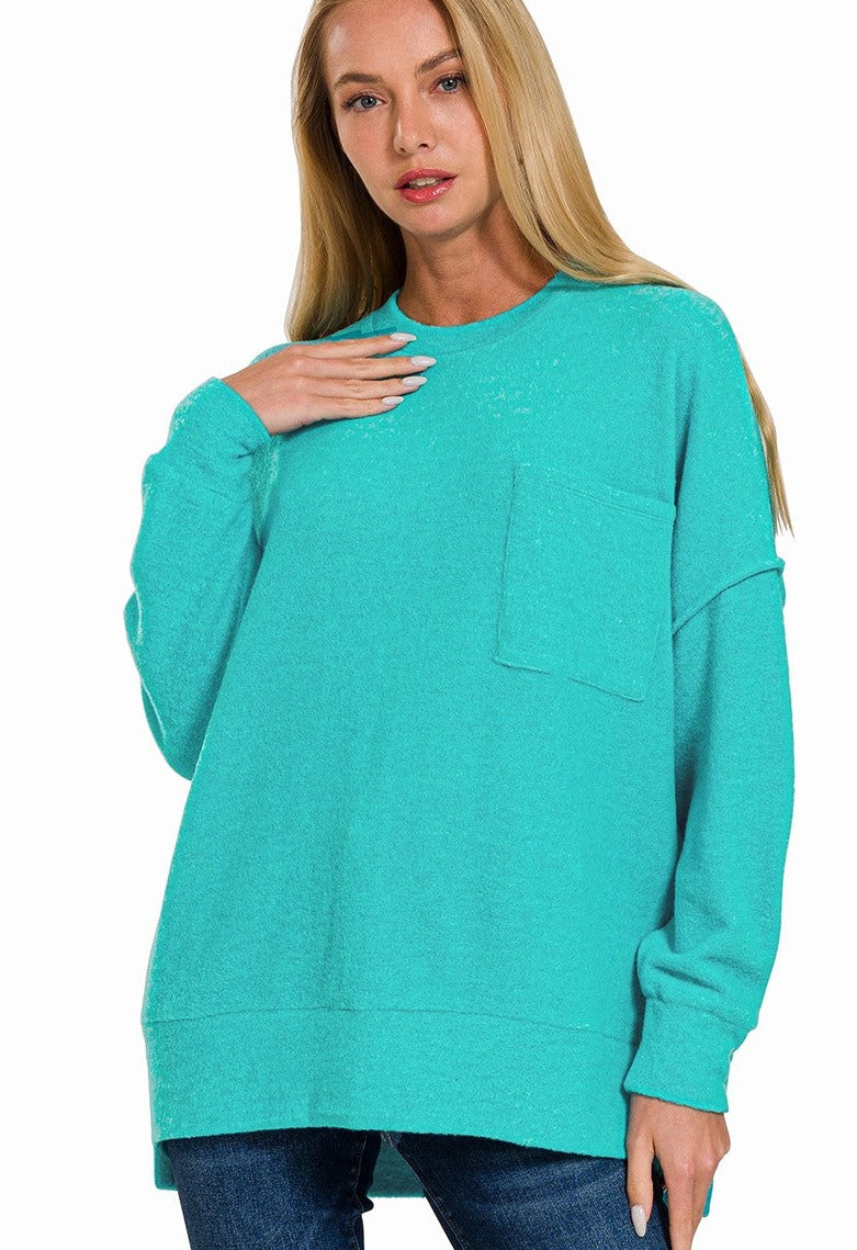Light Teal Melissa Pocket Sweater