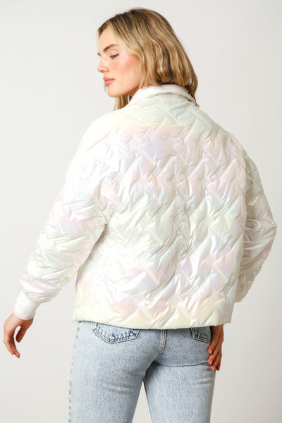 Ivory Pearlescent Padded Puffer Jacket