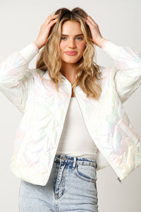 Ivory Pearlescent Padded Puffer Jacket