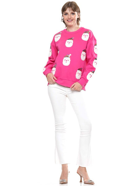 Pink Santa Clause Sequin Sweater