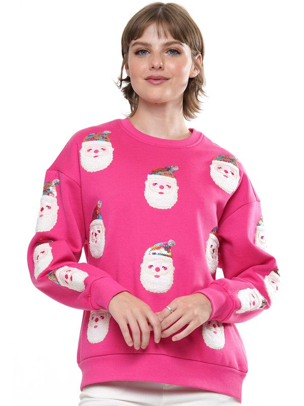 Pink Santa Clause Sequin Sweater