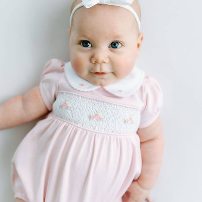 Magnolia Baby Pink Willow's Classics Smocked Short Sleeve Bubble