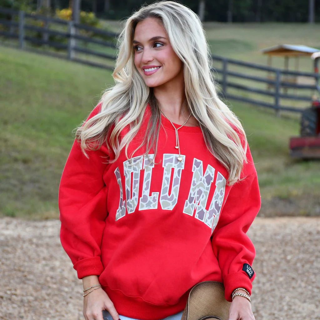 Lulu Mac Red Camo Monogram Sweatshirt