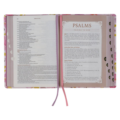 Pink Floral Spiritual Growth NLT Bible
