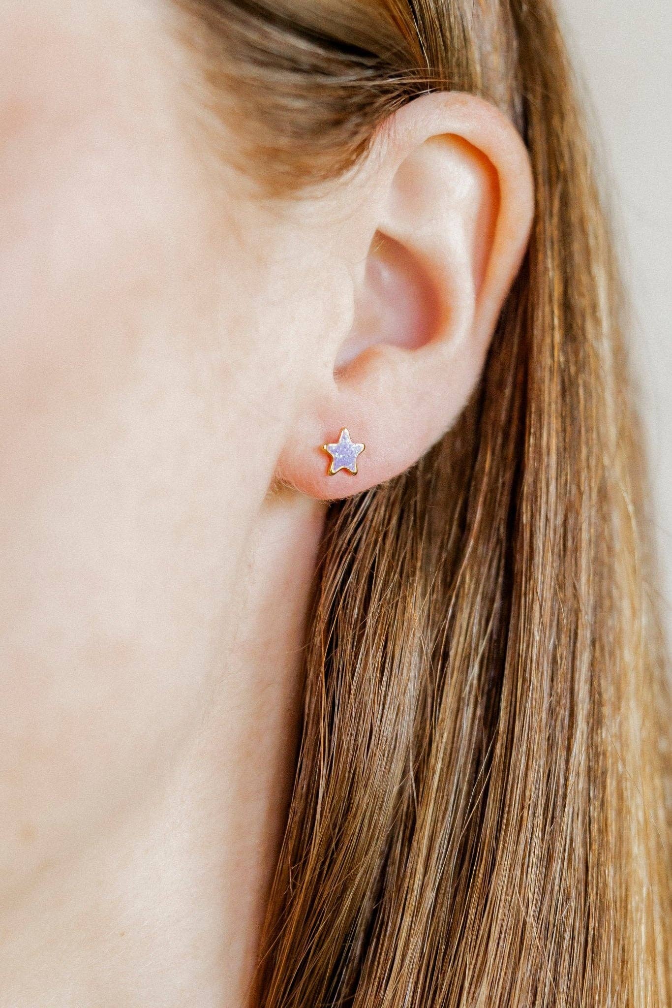 Nora Star Purple Screwback Stud Earrings