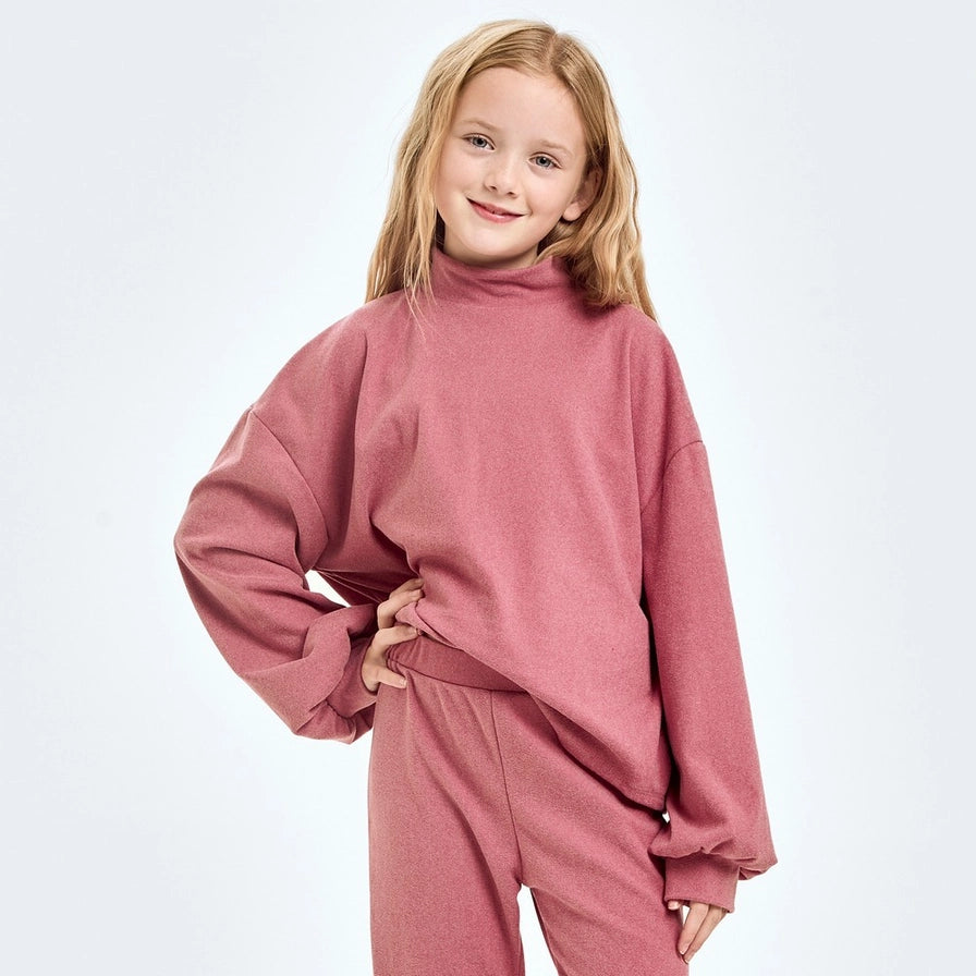 Youth Masala Pink Corduroy Brush Mock Neck Sweater