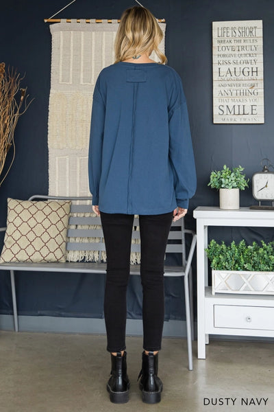 Dusty Navy Knit Ellie Top