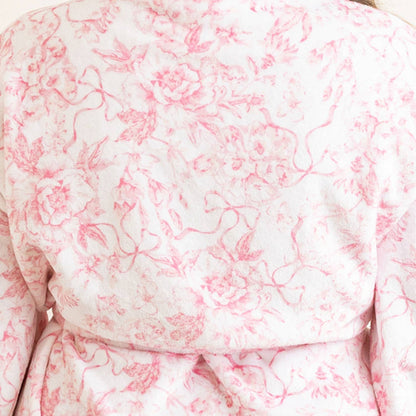 Pink Bow Toile Luxe Robe