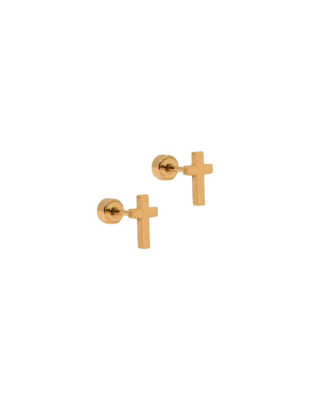 Catherine Cross Gold Screwback Stud Earrings