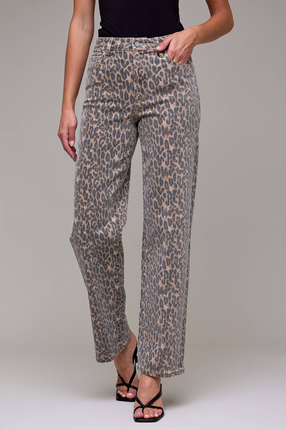 Cheetah Print Straight Jeans