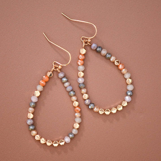 Multicolor Glass Crystal Beaded Teardrop Earrings