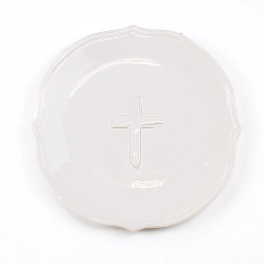 White Cross Embossed Salad Plate