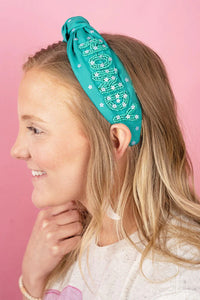 Turquoise Howdy Beaded Headband