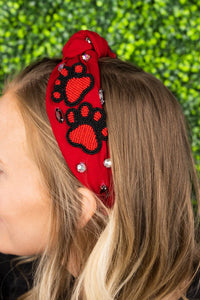 Black & Red Spirit Paw Print Headband