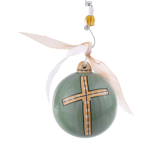 Green Cross Ball Ornament by Glory Haus