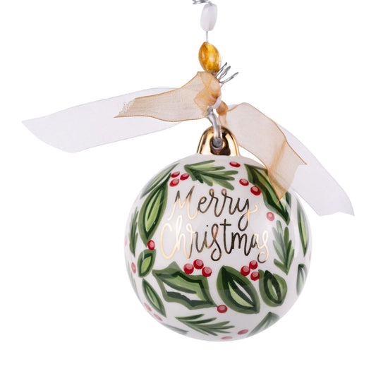 Merry Christmas Holly Ornament by Glory Haus