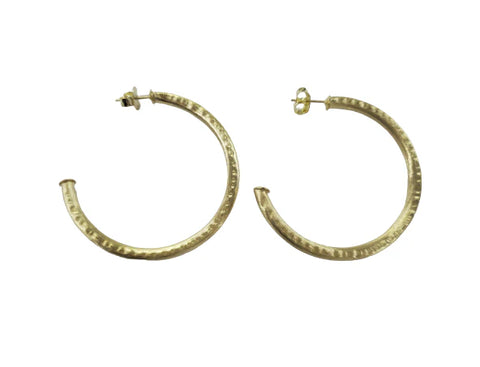 Hammered Small Everybody's Favorite Hoops - Brushed Gold