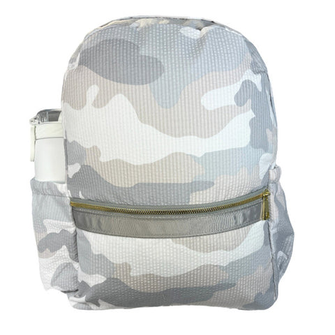 Snow Camo Seersucker Medium Backpack w/ Pocket