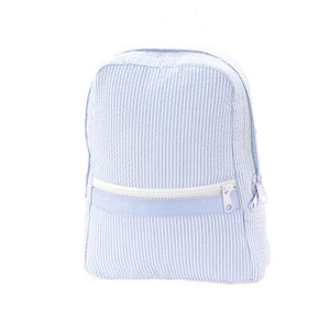 Baby Blue Seersucker Small Backpack