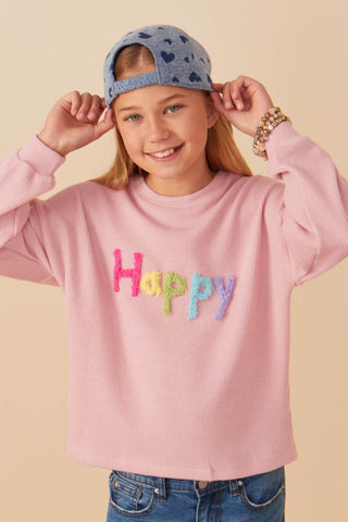 Tween Blush Happy Knit Sweater