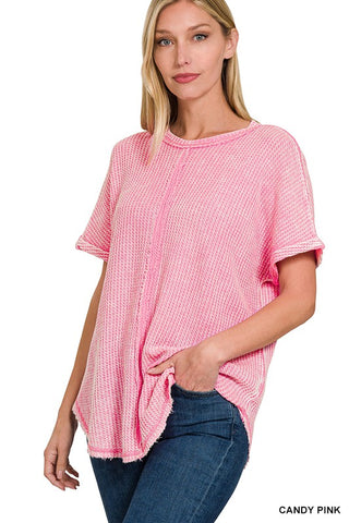 Candy Pink Kennedy Waffle Top