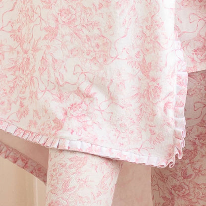 Pink Bow Toile Luxe Throw Blanket