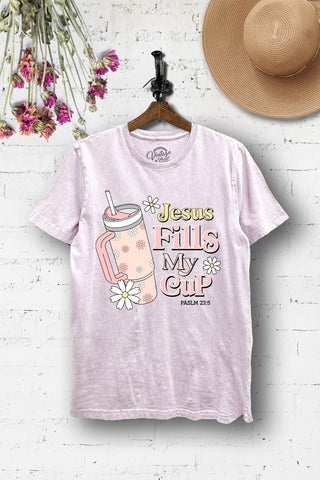 Washed Lilac Jesus Fills My Cup Tee