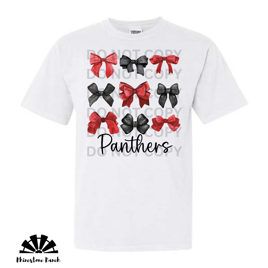 White Panthers Watercolor Bow Tee