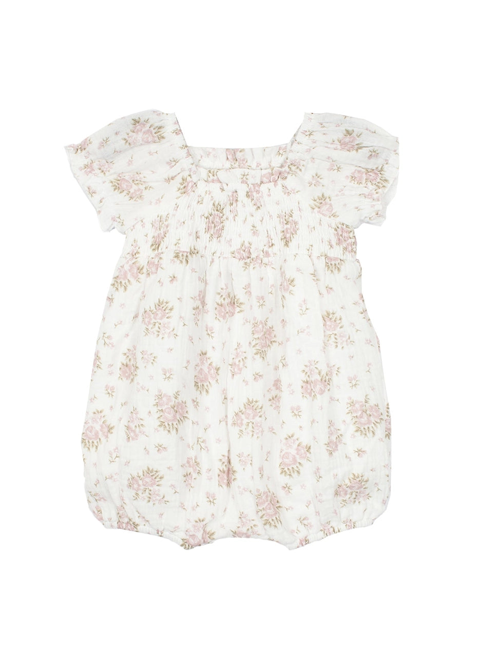 Baby White Rose Garden Romper