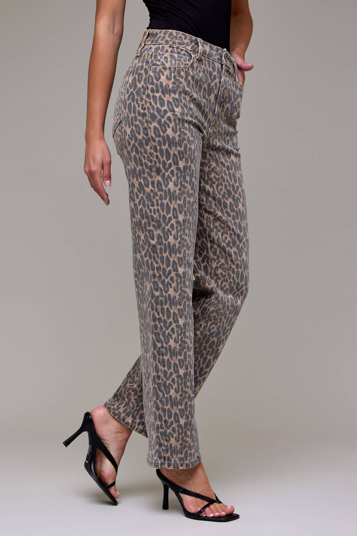 Cheetah Print Straight Jeans