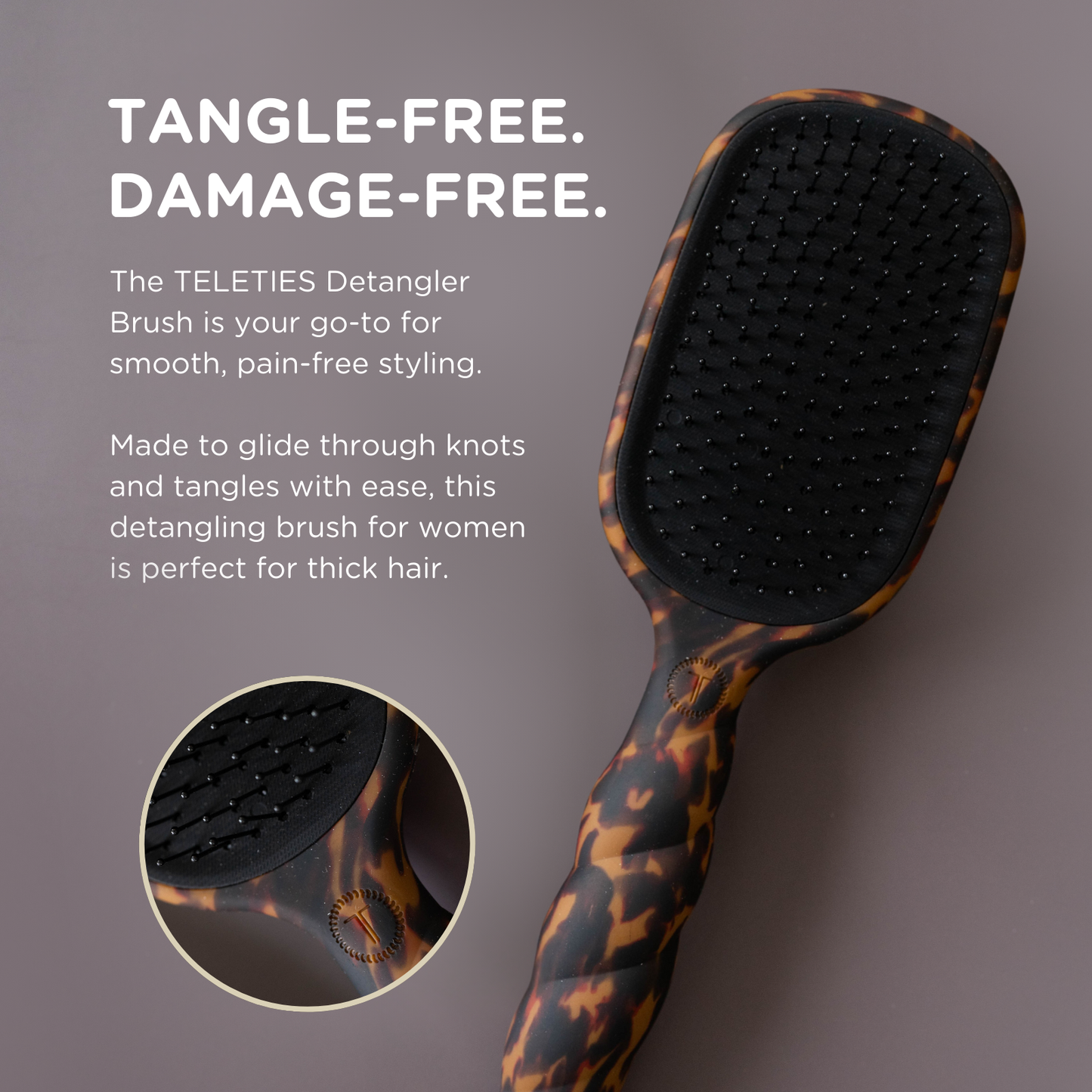 TELETIE Detangler Hair Brush for Thick Hair | Tortoise