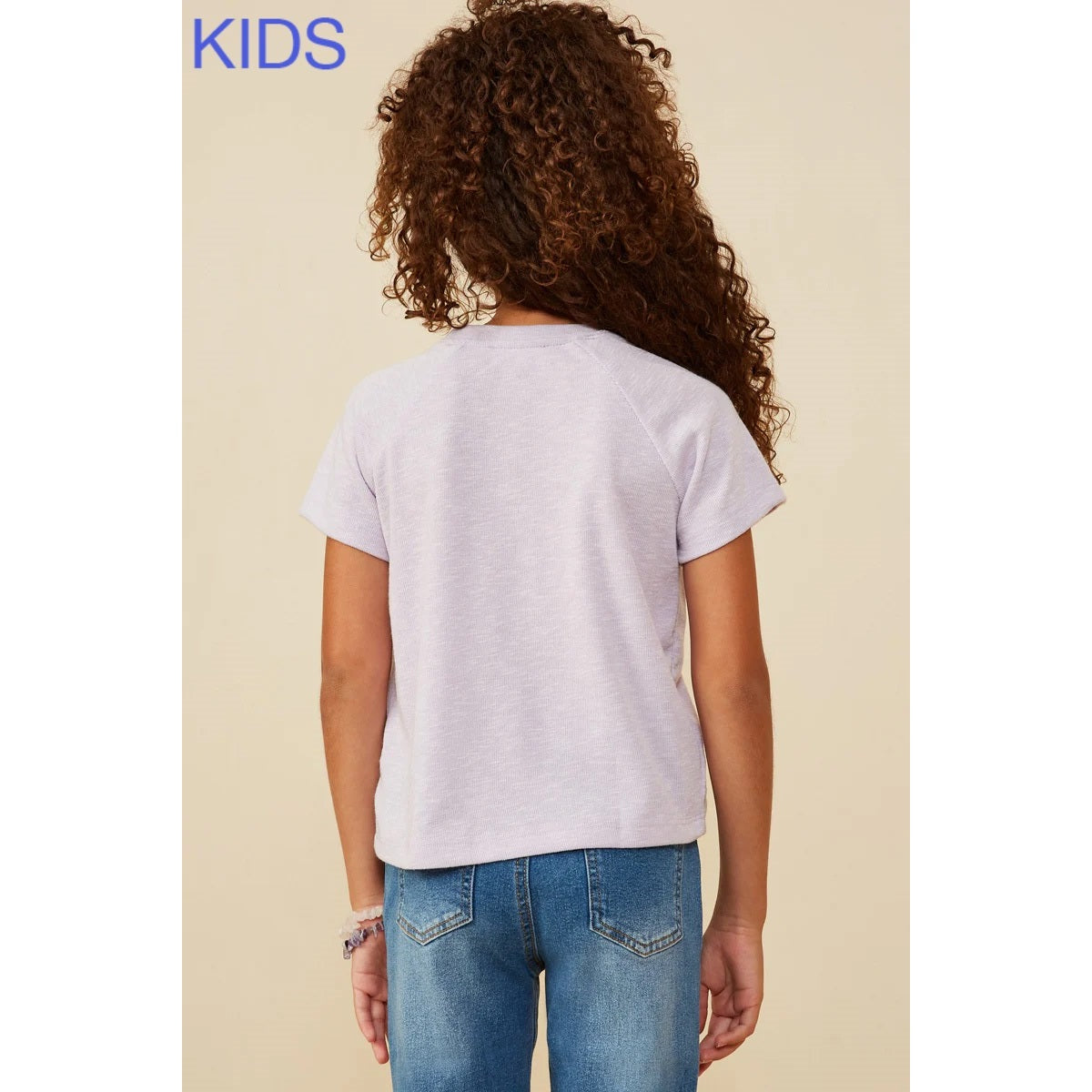 Youth Lavender Pearl Ribbon Patch Tee