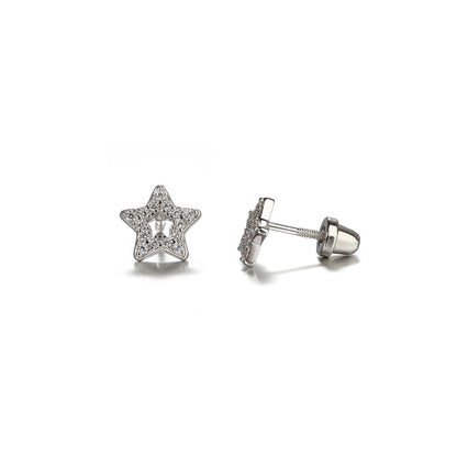 Sterling Silver Hollow Star with CZ Earrings